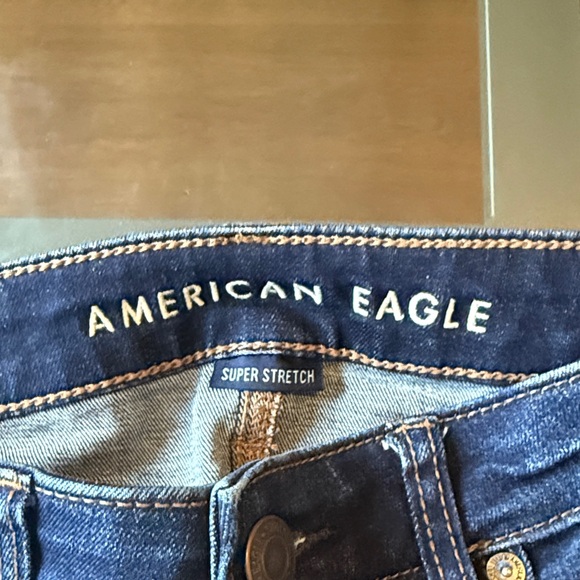 American Eagle Outfitters Dark Blue Distressed Jeans - Picture 3 of 7